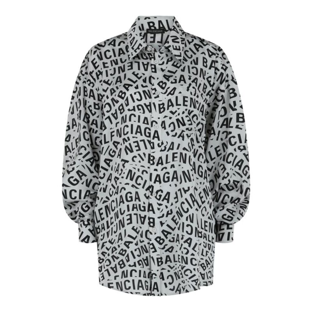 Balenciaga Logo Strips Fluid Blouse Multi Womens